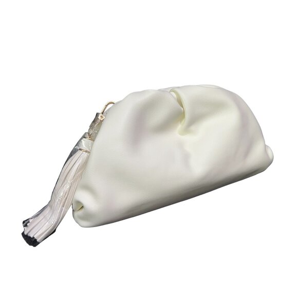 Understated Leather NWT Crescent Clutch Vegan Leather Ivory Detachable Crossbody - Picture 4 of 11